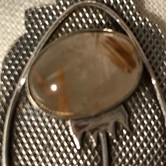 Sterling 925 silver golden rutile stone handmade artisan pendant jewelry gift - Picture 6 of 7